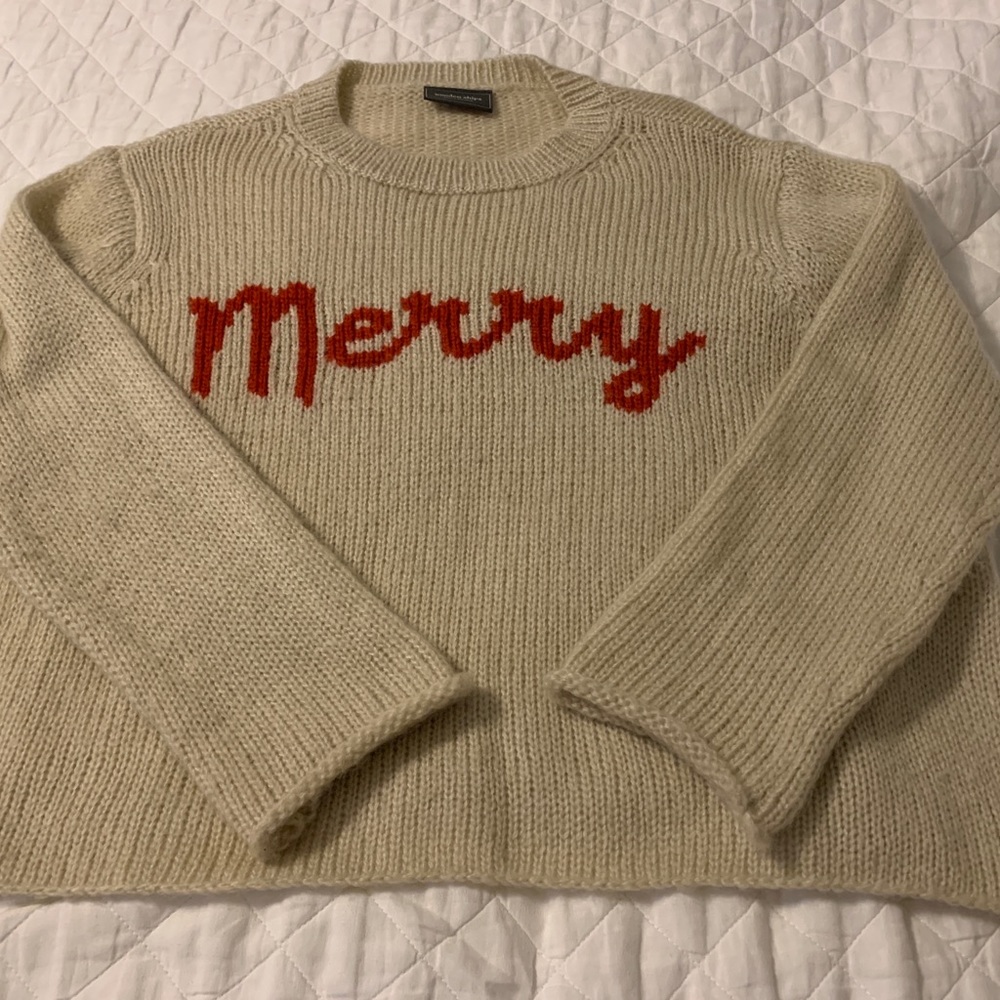 Wooden Ships Merry cream and red sweater